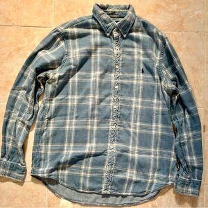 Polo by Ralph Lauren Light Blue and White Plaid Button-Down Shirt